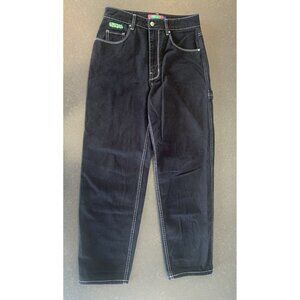 Empyre Tori Jeans Size 8 Womens Black Wide Leg Cotton Denim Carpenter